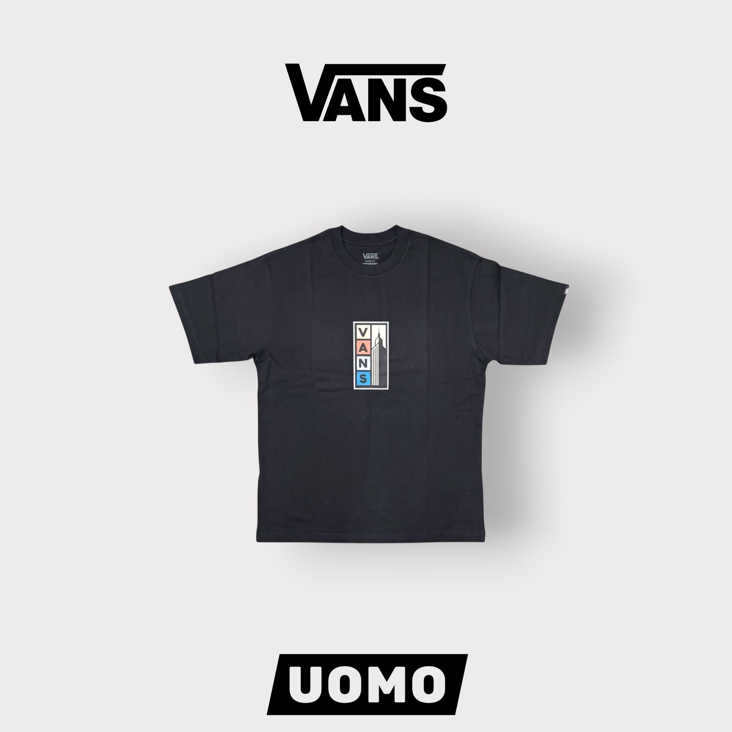 VANS- T-Shirt Uomo, Loose Fit con stampa frontale, Col.Nero