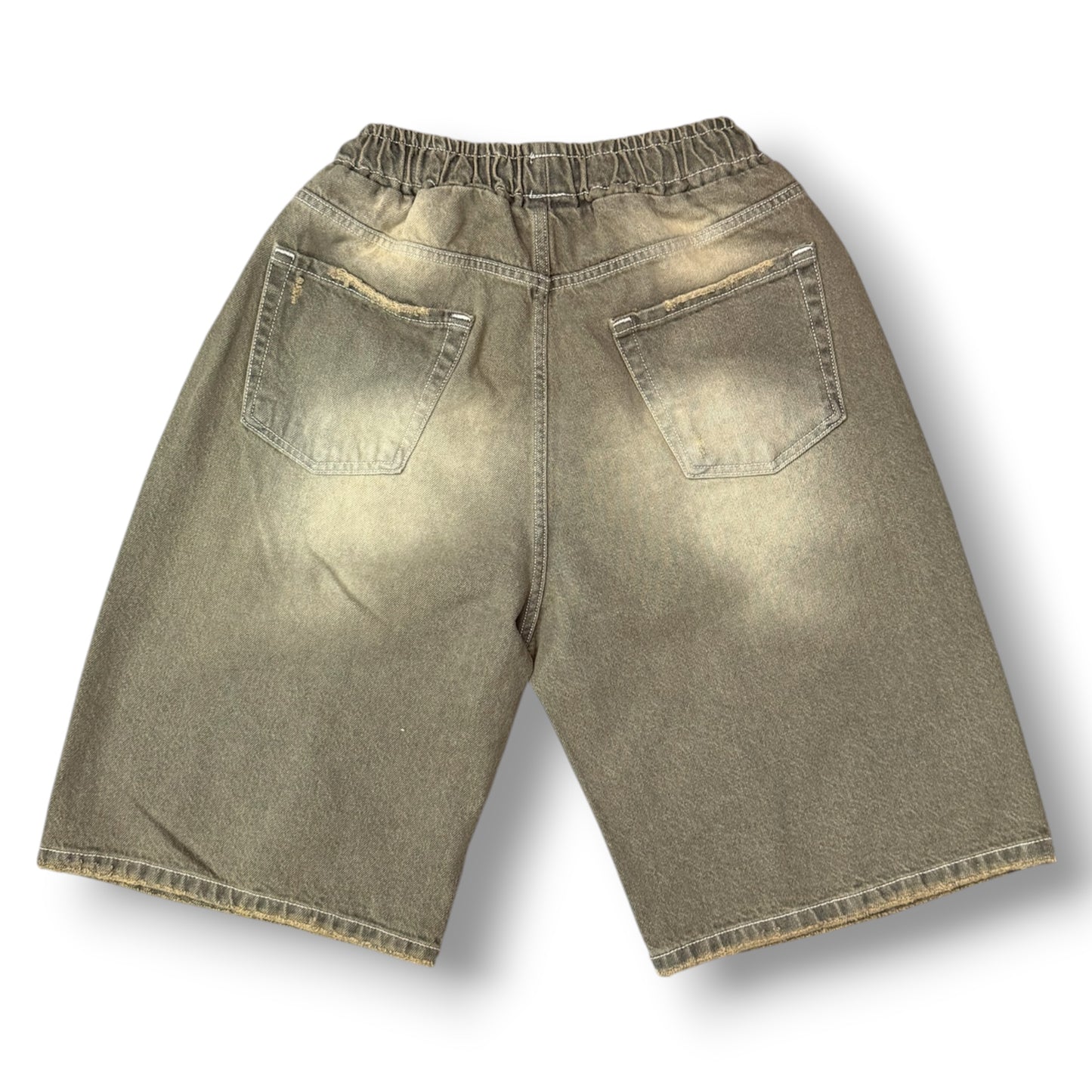 LUKAS KIMI - Bermuda Uomo Baggy Fit con elastico in vita (lunghezza sotto al ginocchio), Col.Denim Tortora Sabbiato
