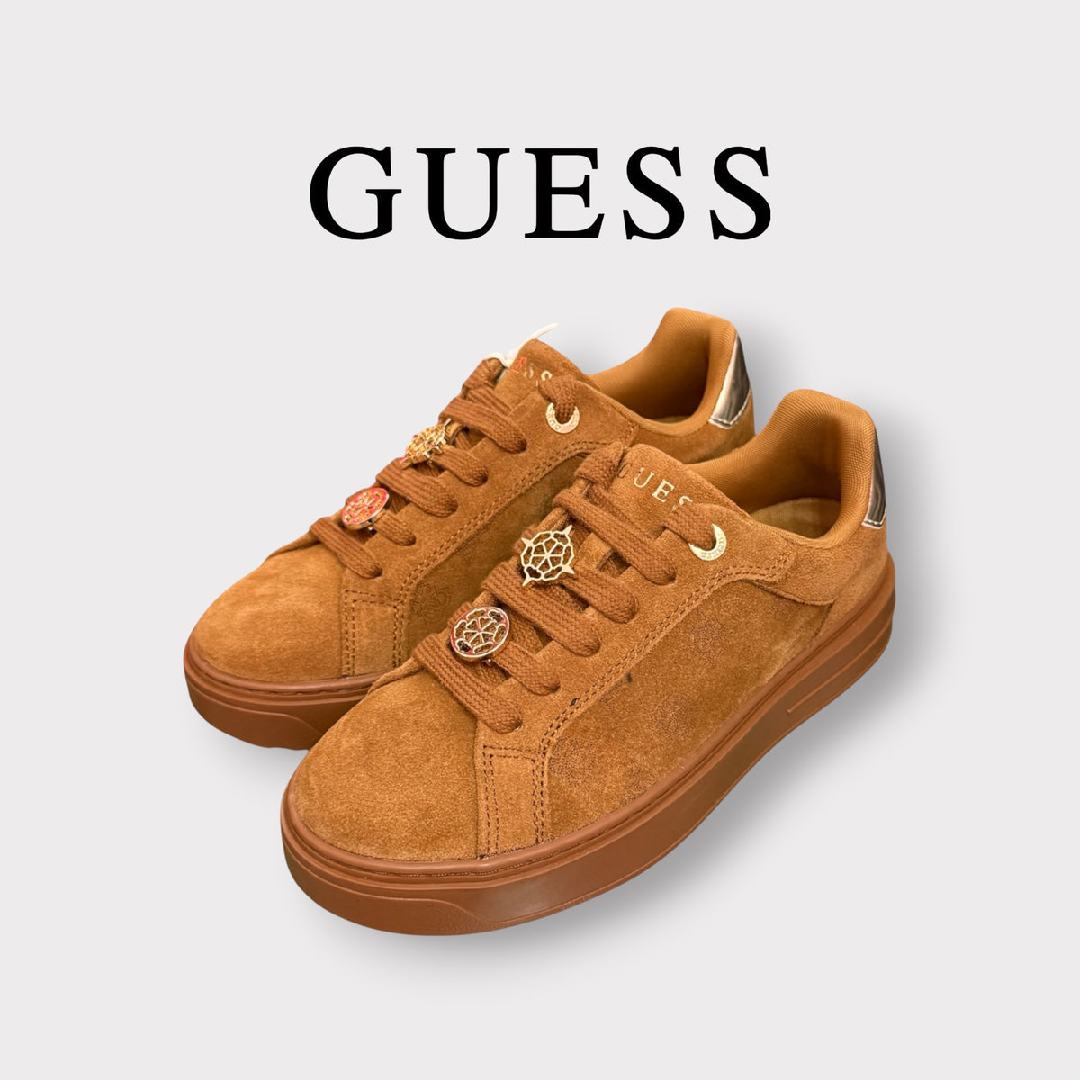 GUESS - Scarpe Donna, in camoscio, Col.Cammello