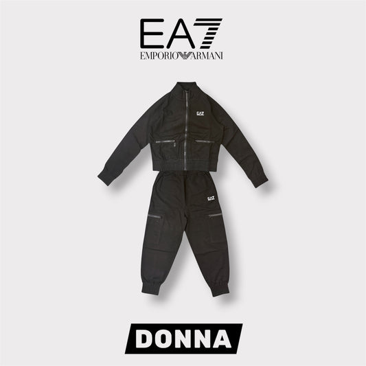 EA7 EMPORIO ARMANI- Tuta completa Donna senza cappuccio, con zip, primaverile, Col.Nero