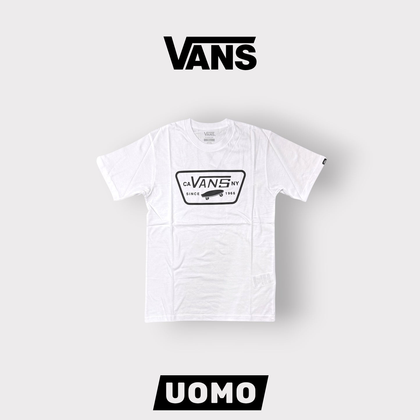 VANS- T-Shirt Uomo Classic Fit con stampa nera frontale, Col.Bianco