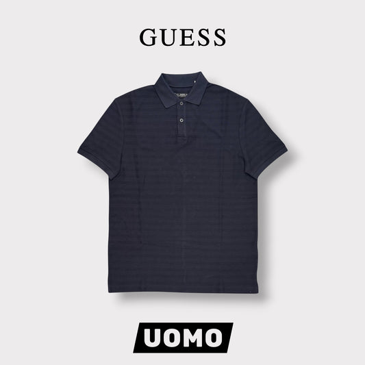 GUESS- Polo Uomo, in filo, Regular Fit, Col.Blu
