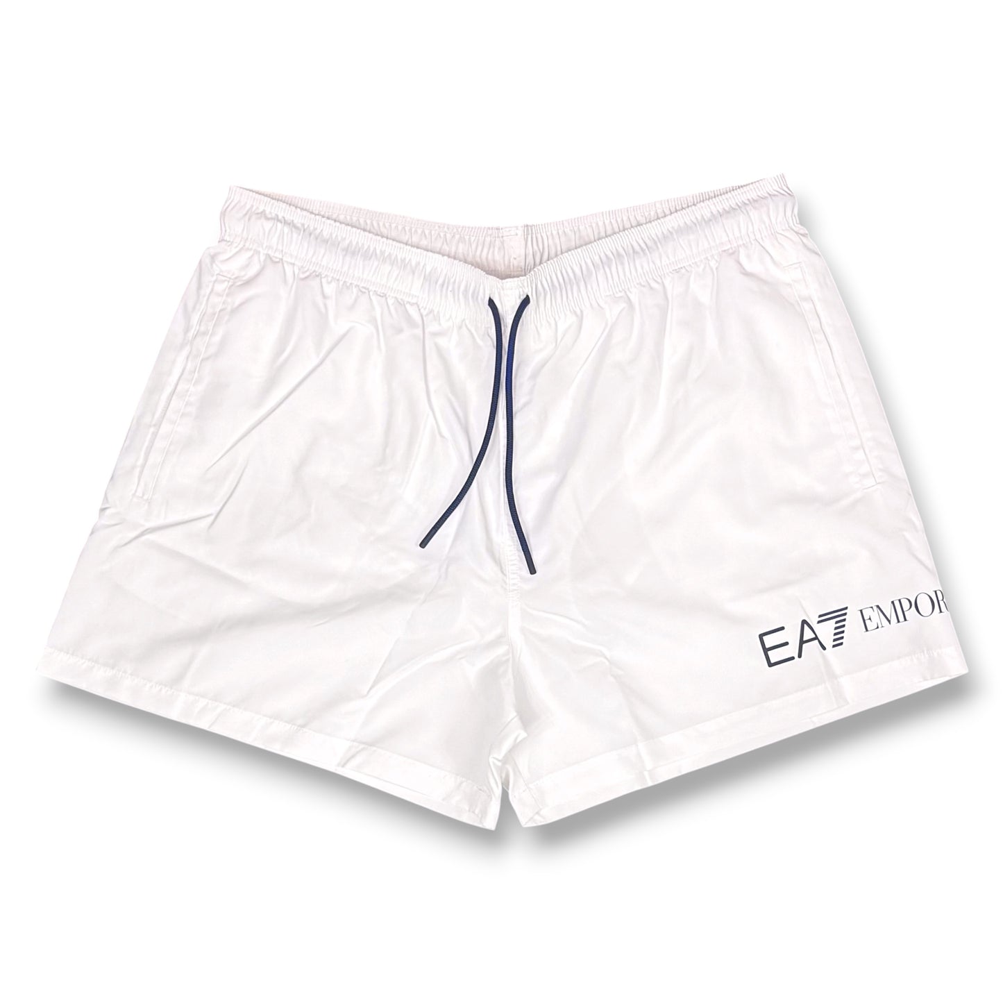 EMPORIO ARMANI- Costume Uomo con scritta sulla gamba orizzontale, Col.Bianco