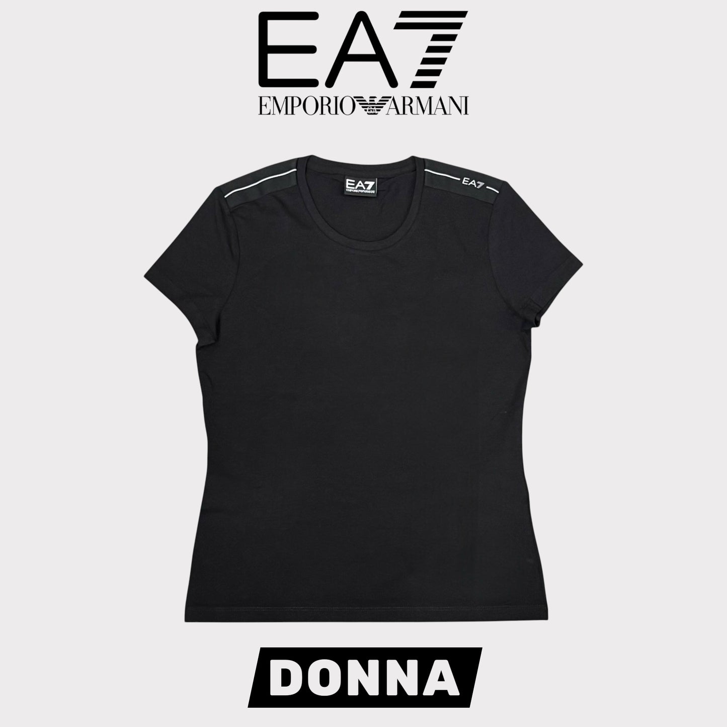 EMPORIO ARMANI- T-shirt Donna, con logo sulle spalle, Col.Nero