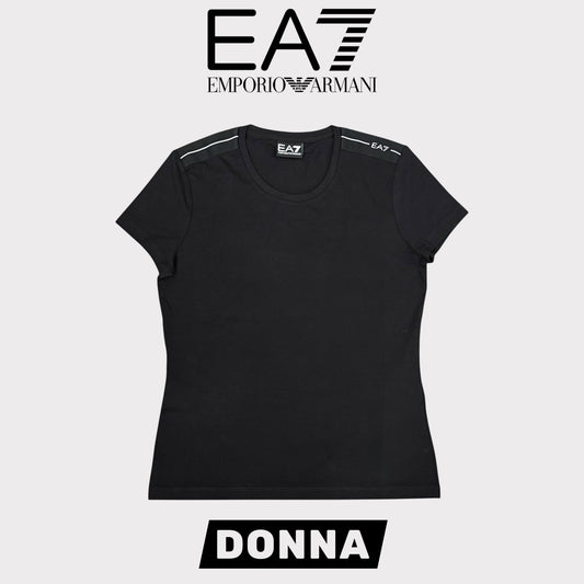 EMPORIO ARMANI- T-shirt Donna, con logo sulle spalle, Col.Nero