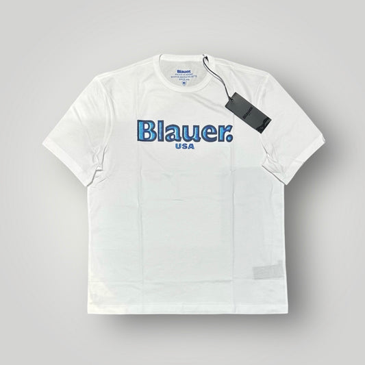 T-shirt BLAUER Uomo bianca con stampa frontale, RegulrFit