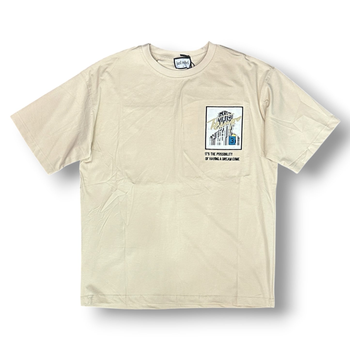 JUST REBEL - Completino estivo Uomo con stampa schienale, Col.Beige