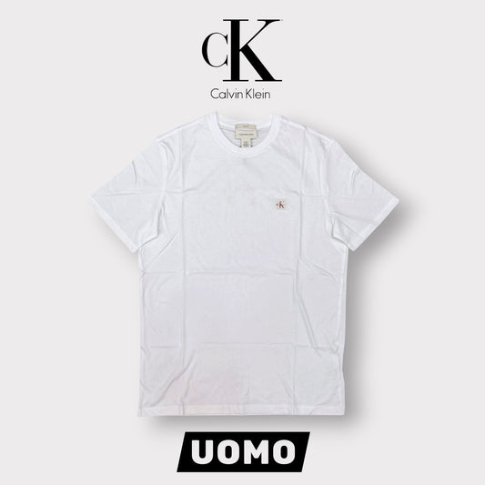 CALVIN KLEIN - T-Shirt Uomo con logo quadrato lato cuore, Col.Bianco