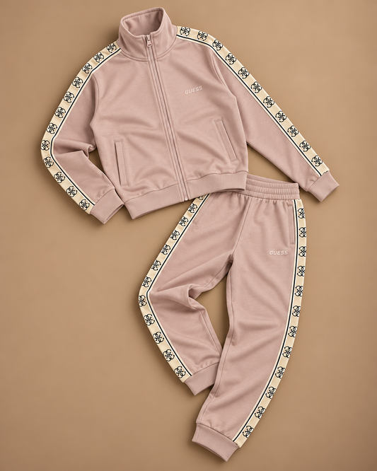 GUESS- Tuta completa Donna, con banda laterale logata, tex.neoprene, Col.Cipria