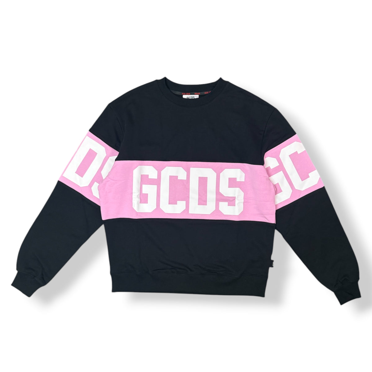 GCDS - Felpa Uomo girocollo, Col.Nero/Rosa
