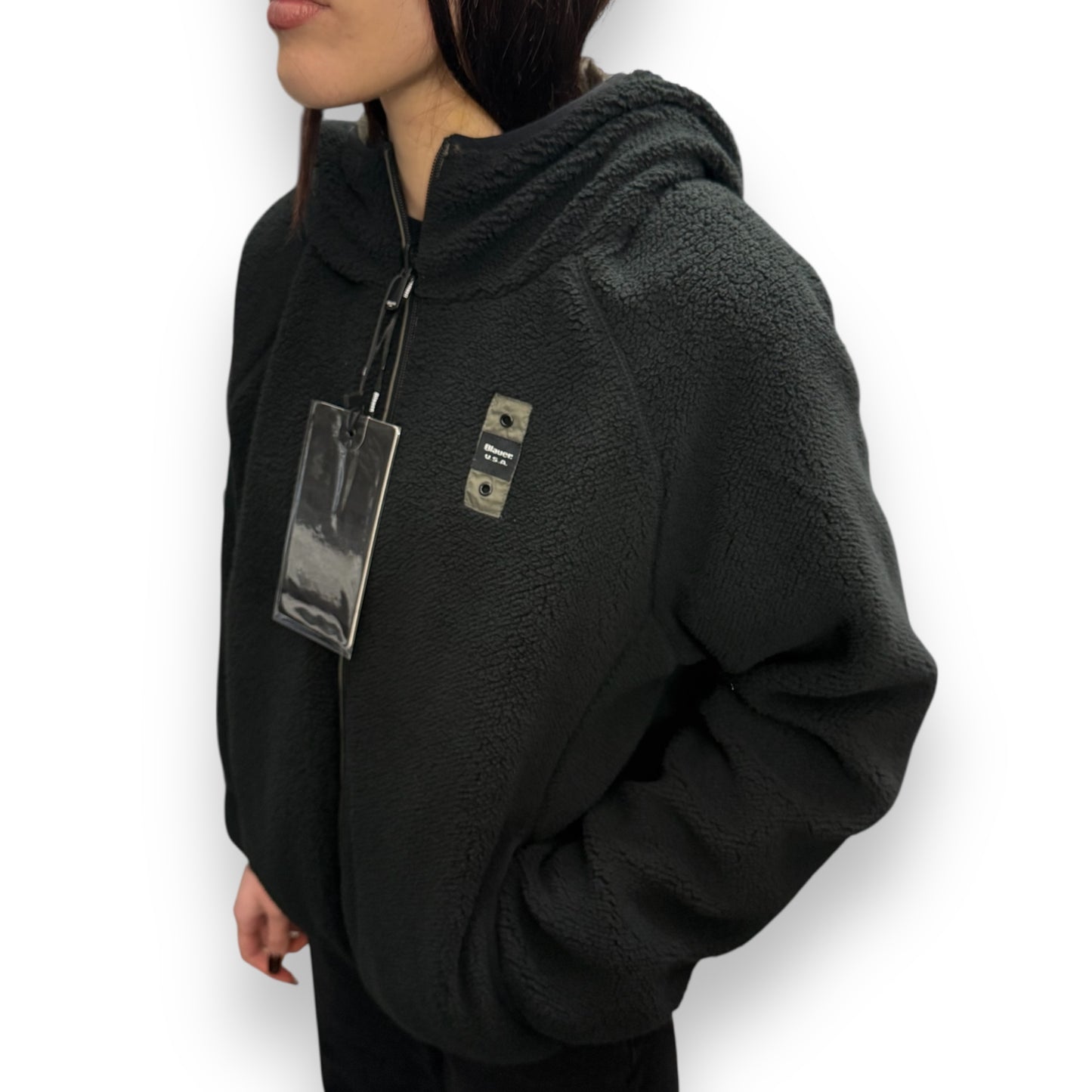 Giubbotto Blauer Donna, Double Face con interno teddy, Col.GreenGrey (oversize, veste grande)