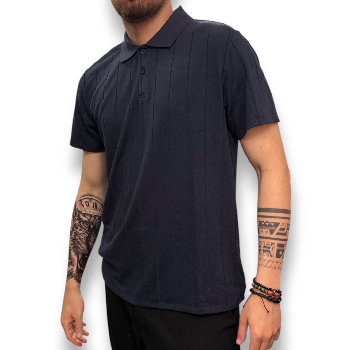 GUESS- Polo Uomo, in filo, Regular Fit, Col.Blu
