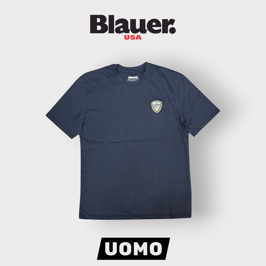 BLAUER- T-shirt, RegularFit, con logo gommato 3D lato cuore, mod.Faxon, col.Blu