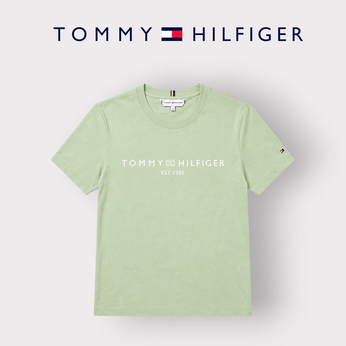 TOMMY HILFIGER- T-shirt Donna, con stampa frontale, Regular Fit, col.Menta