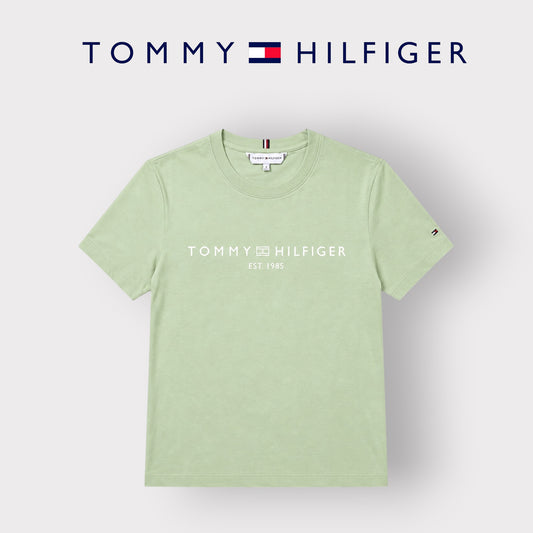 TOMMY HILFIGER- T-shirt Donna, con stampa frontale, Regular Fit, col.Menta