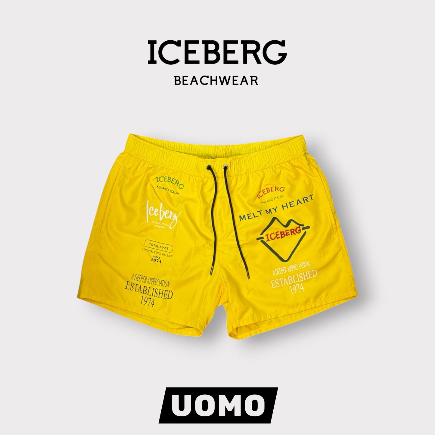 ICEBERG BEACHWEAR- Costume Uomo, con stampa, col.Giallo