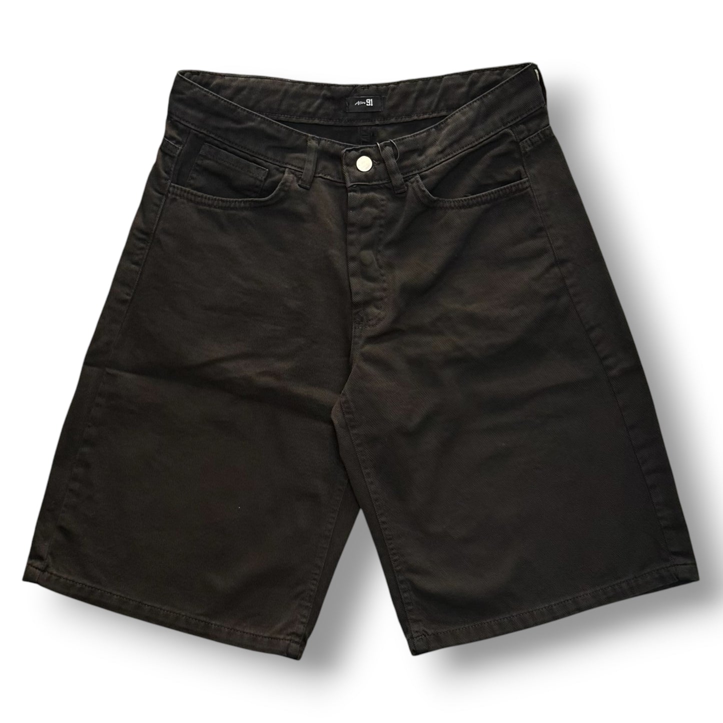 AFTER 91- Bermuda Uomo Jeans,  gamba svasata, Col.Nero
