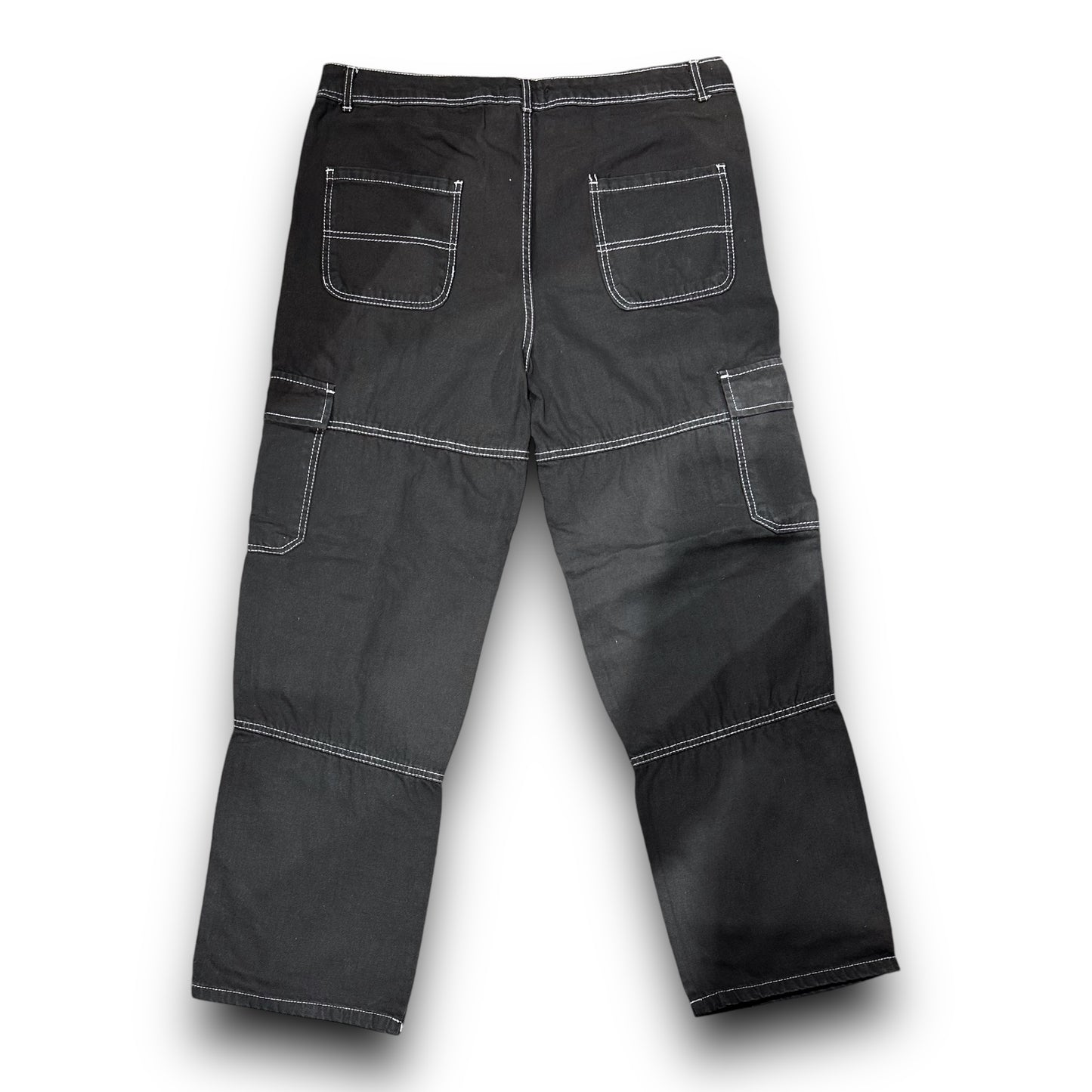 Jeans Lukas Kimi Uomo in Denim Nero con cuciture a contrasto, Cargo BaggyFit