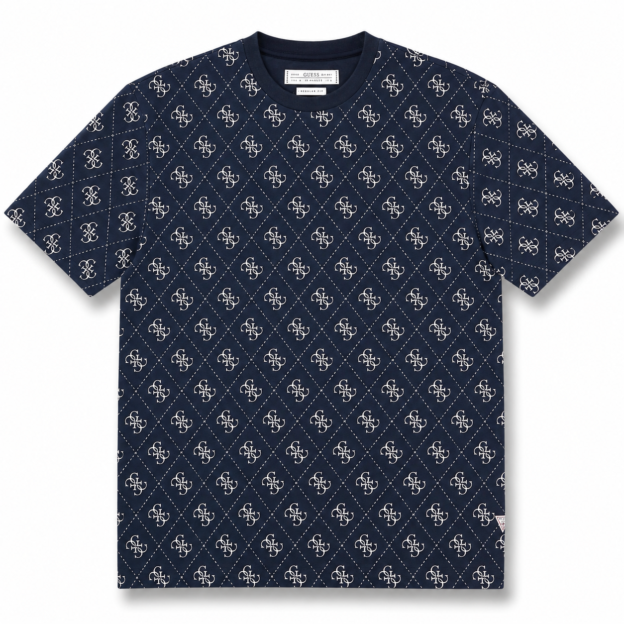 GUESS- T-shirt Uomo, in maglina, Regular Fit, col.Blu a fantasia