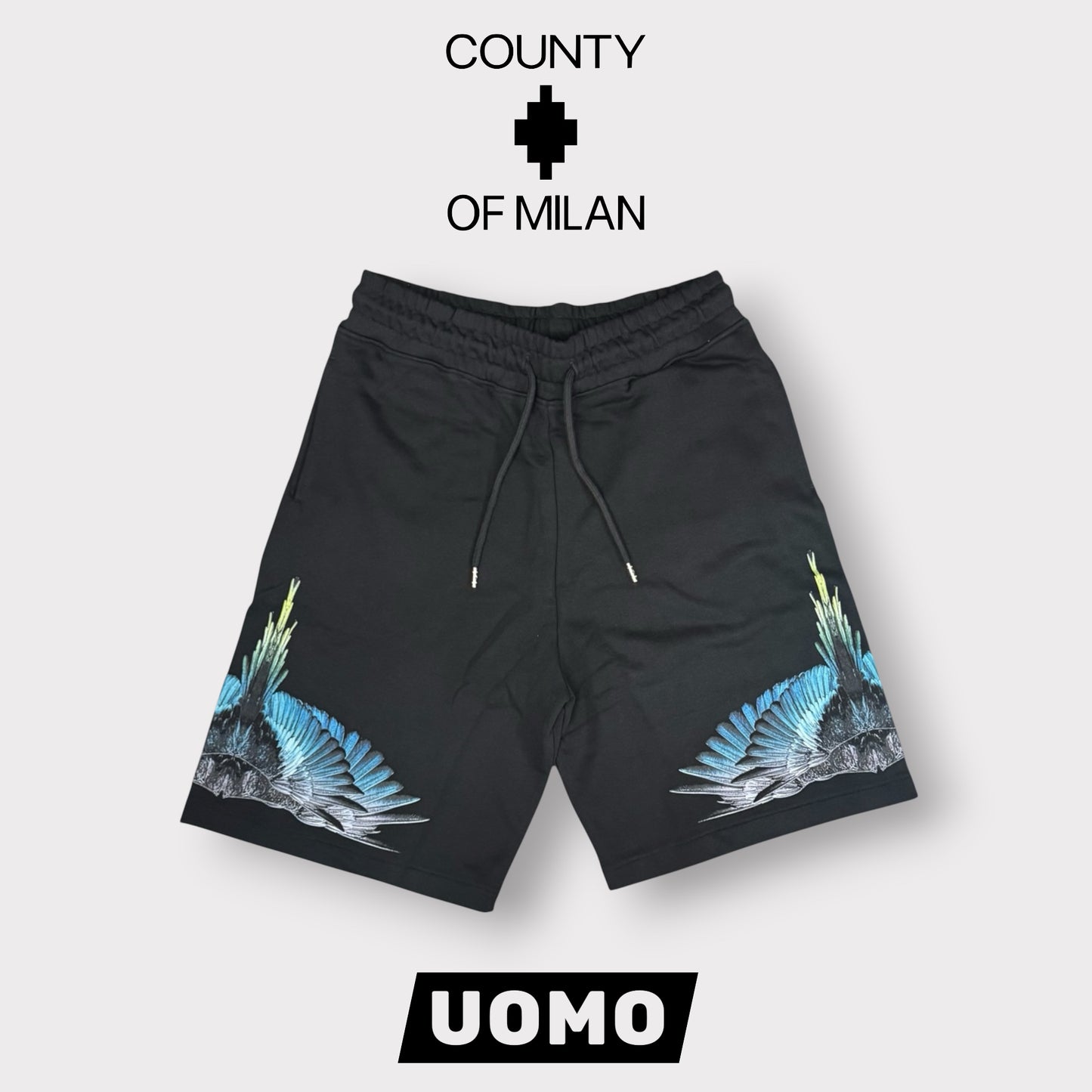 COUNTY OF MILAN- Bermuda Uomo con stampa sulla gamba, Col.Nero