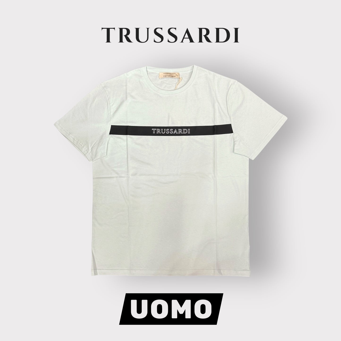 TRUSSARDI - T-Shirt Uomo con scritta frontale 3D, Col.Azzurro