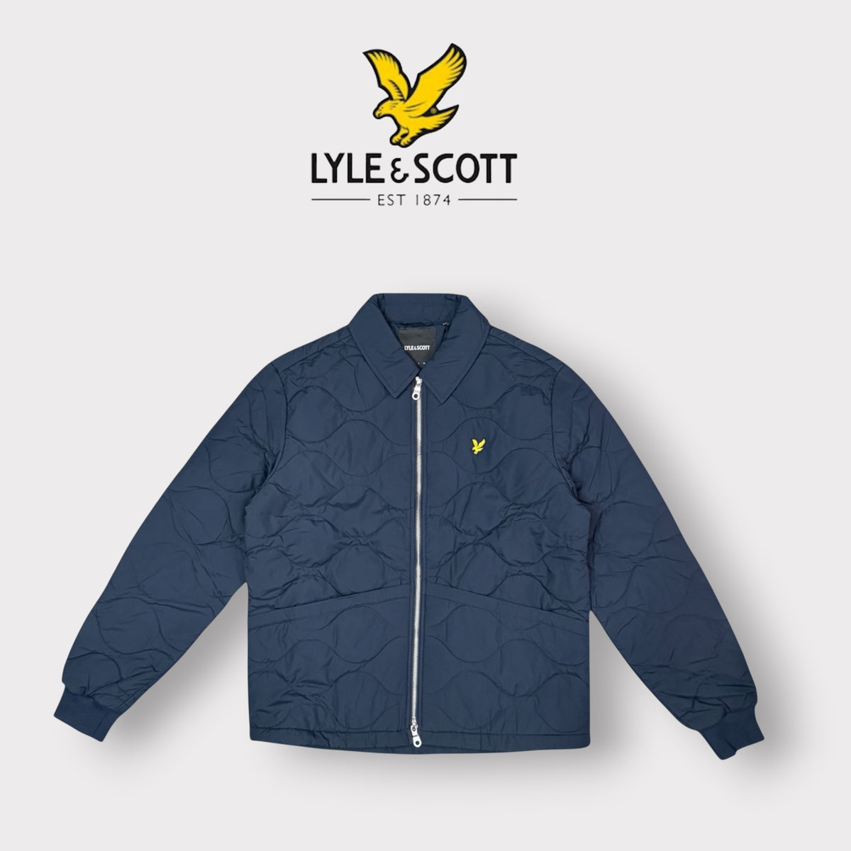LYLE&SCOTT- Giubbotto Uomo, senza cappuccio, con trama a onda, Col.Blu