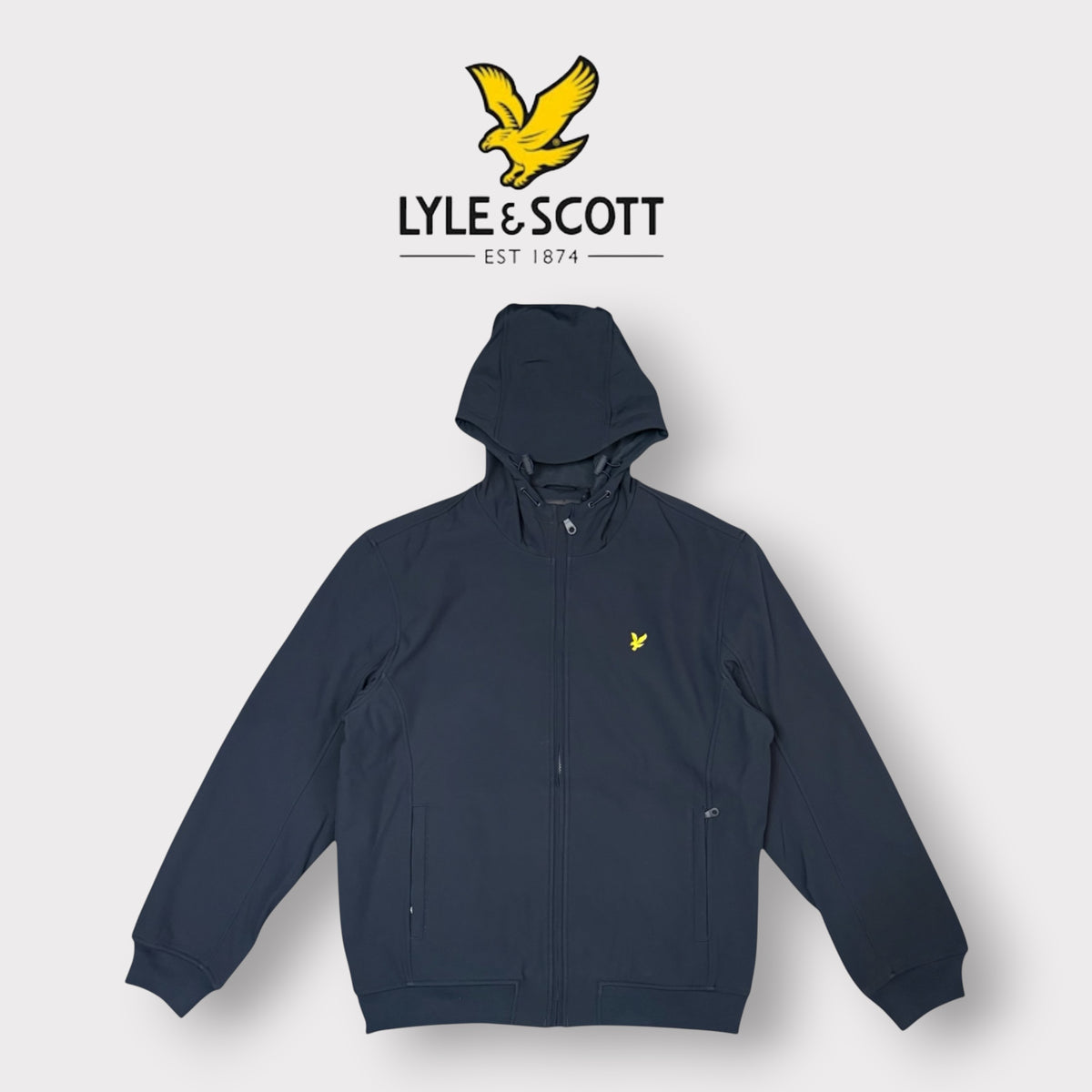 LYLE&SCOTT- Giubbotto Uomo, softshell con interno in pile, con cappuccio, Col.Navy