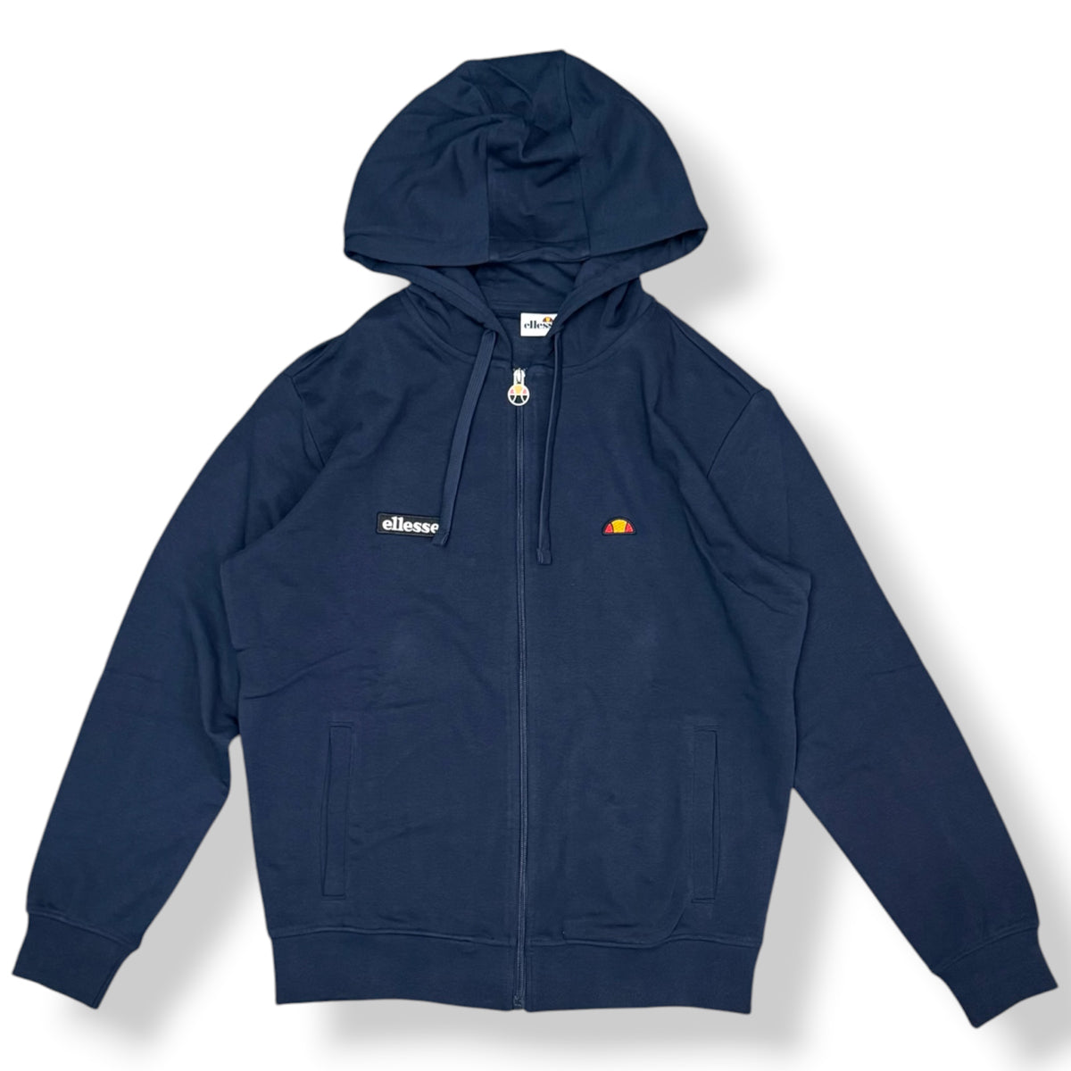 ELLESSE - Felpa Uomo con logo ricamato piccolo, con cappuccio e zip, Col.Blu