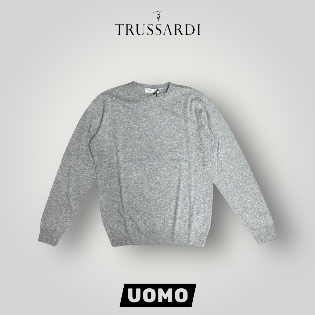 Maglioncino TRUSSARDI Uomo, con logo ricamato lato cuore, col.Grigio chiaro