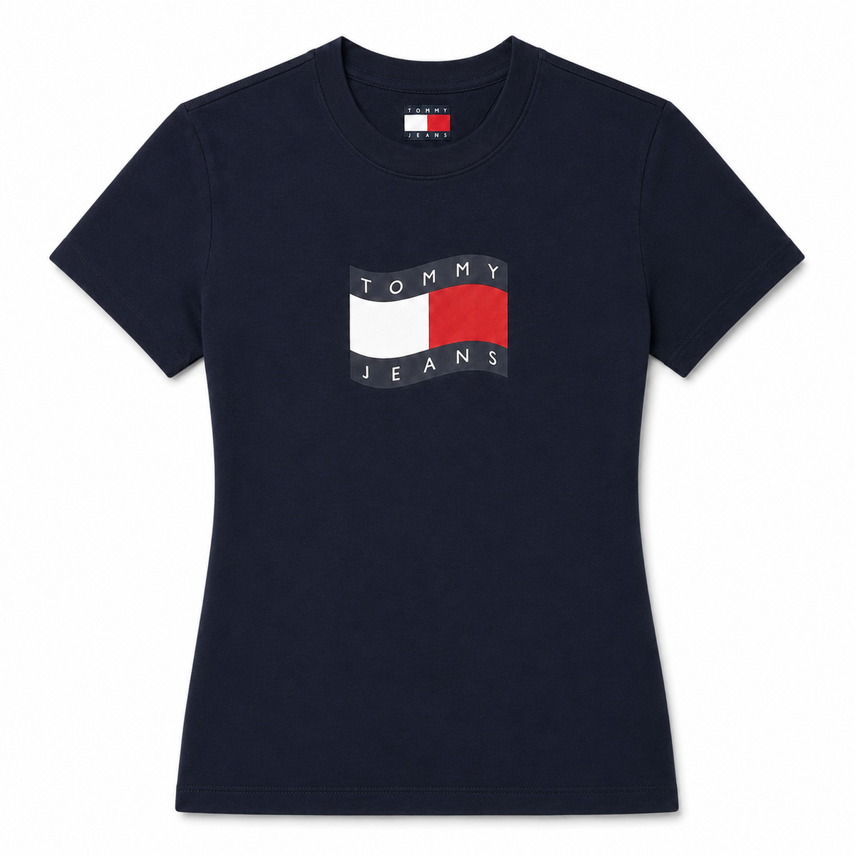 TOMMY JEANS- T-shirt Donna, con stampa frontale, Slim Fit, col.Blu