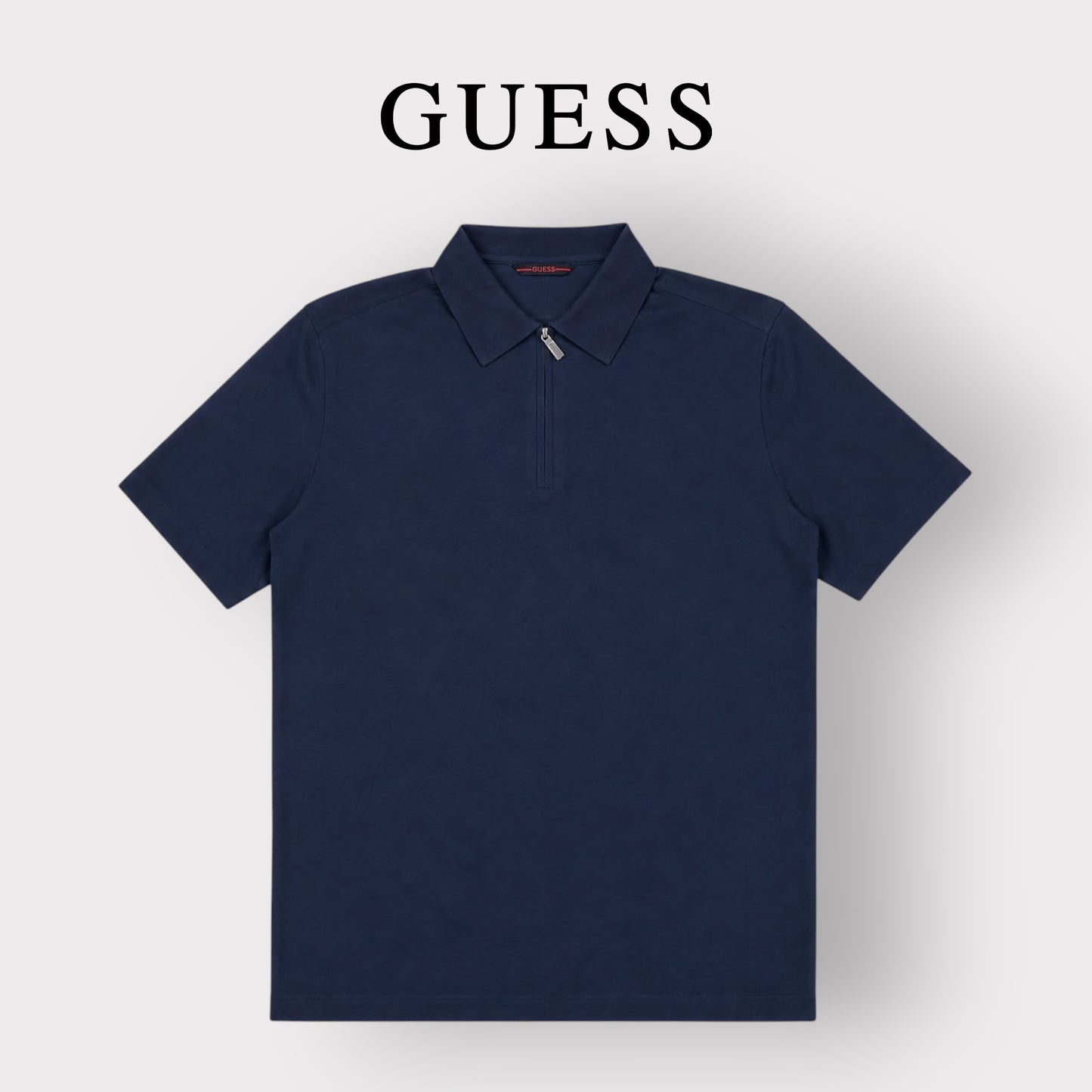 GUESS- Polo Uomo, in filo, Regular Fit, col.Blu