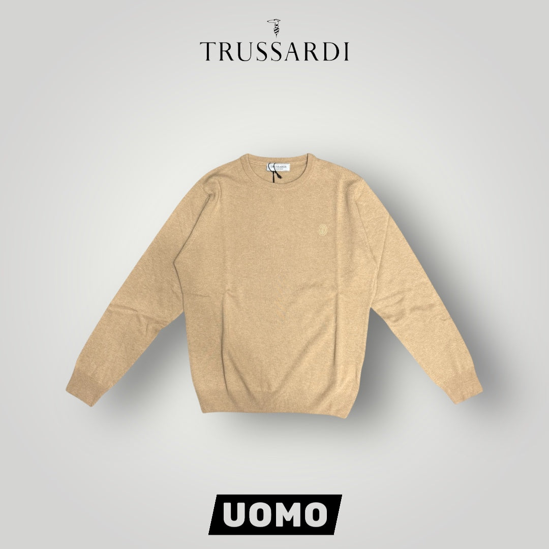 Maglioncino TRUSSARDI Uomo, con logo ricamato lato cuore, col.Beige