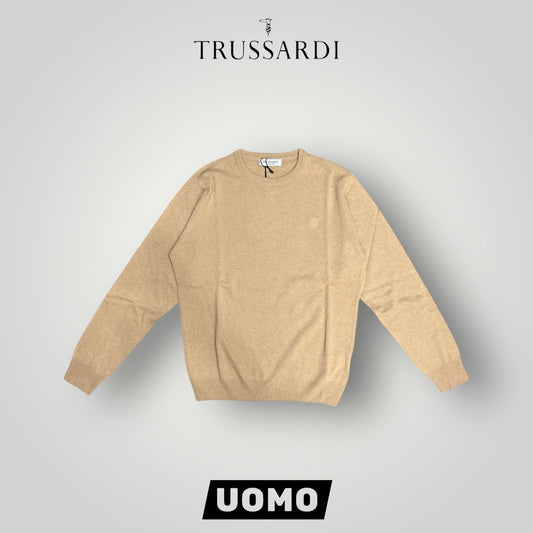 Maglioncino TRUSSARDI Uomo, con logo ricamato lato cuore, col.Beige