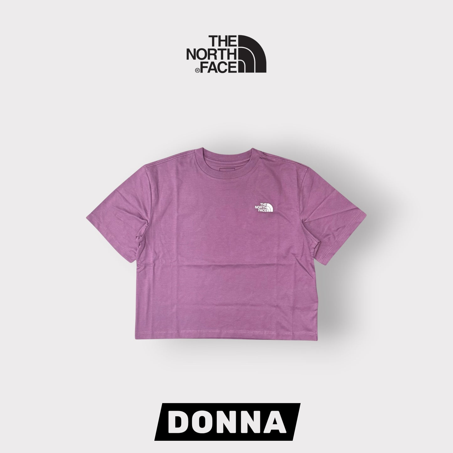 THE NORTH FACE- T-shirt Donna, con logo ricamato lato cuore, Boxyfit, col.Viola