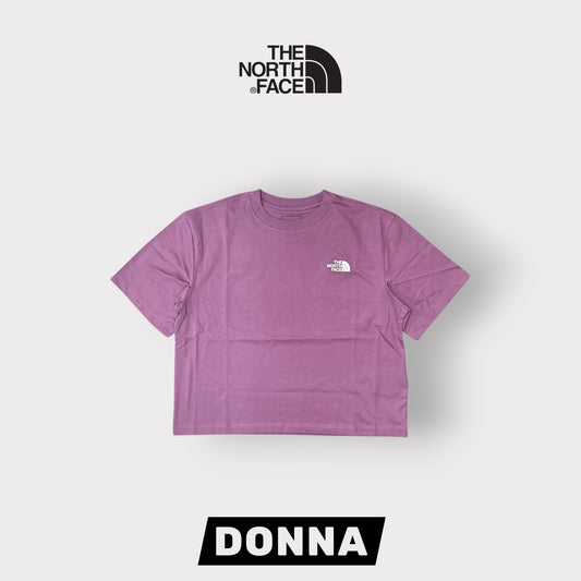 THE NORTH FACE- T-shirt Donna, con logo ricamato lato cuore, Boxyfit, col.Viola