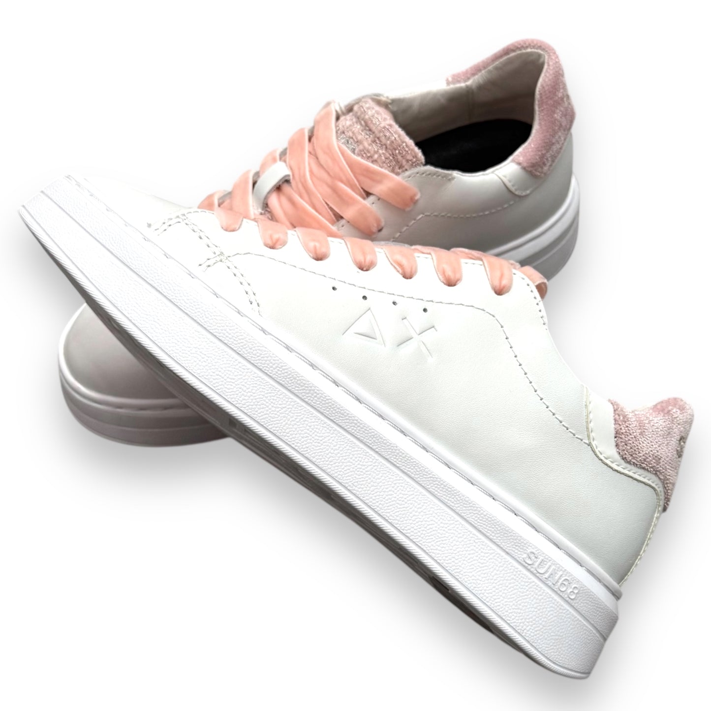 Scarpe SUN68 Donna, mod.Grace Leather, col.Bianco/Rosa
