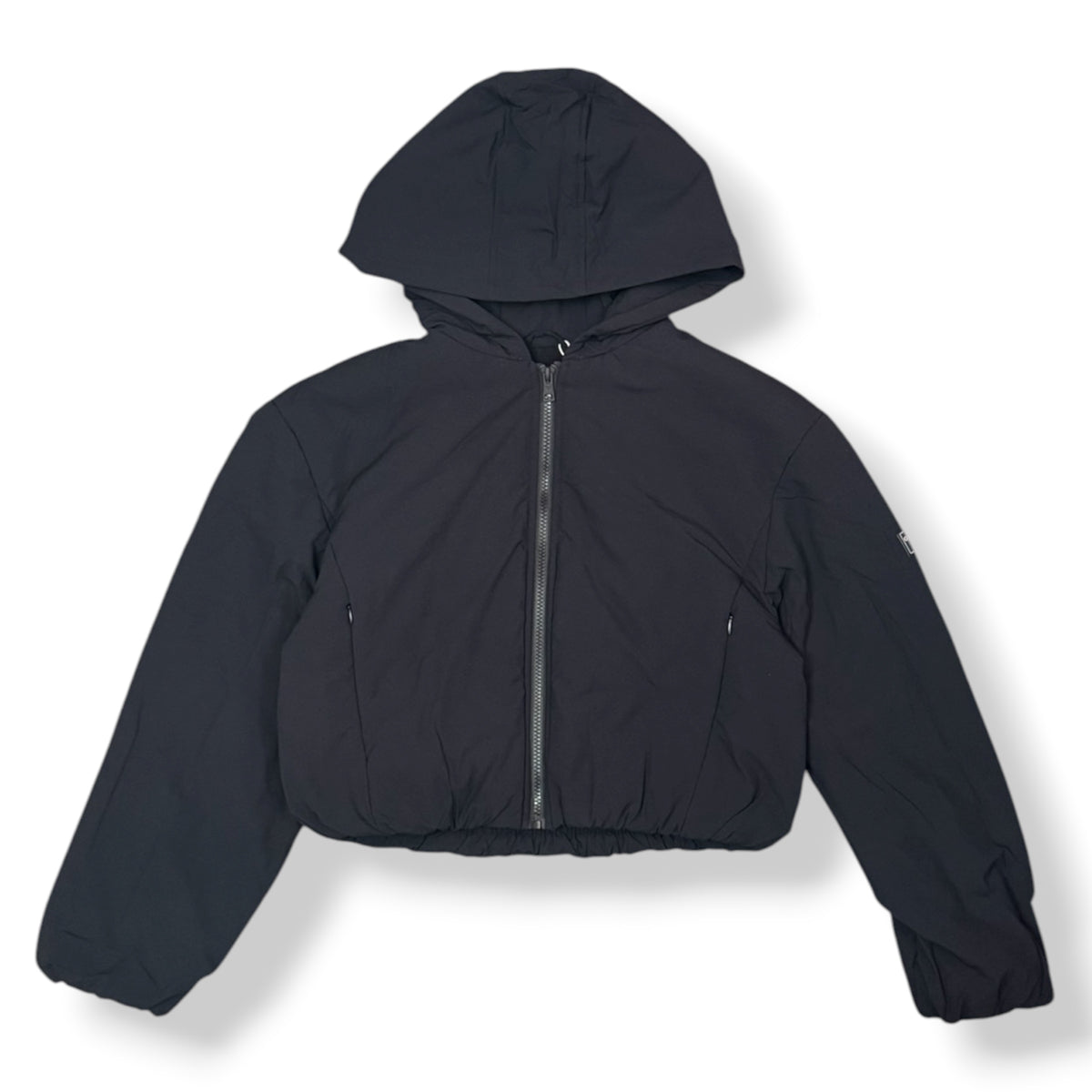 GUESS - Giubbotto Puffer Donna, interno in pile, con cappuccio, mod.Crop, Col.Nero