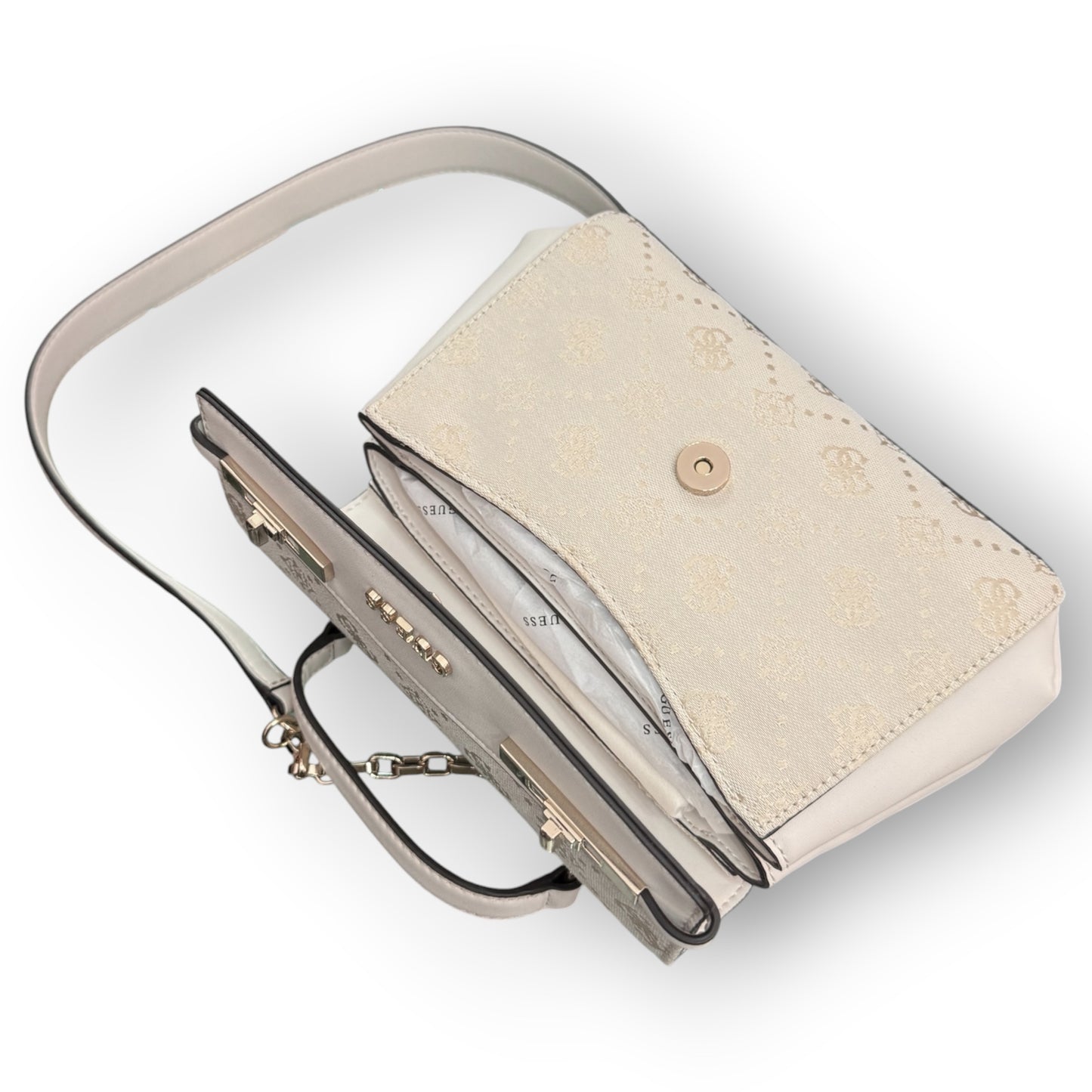 GUESS- Borsa Donna, Group:MELINDA LOGO, (dimensione piccola), Col.OFF WHITE LOGOl