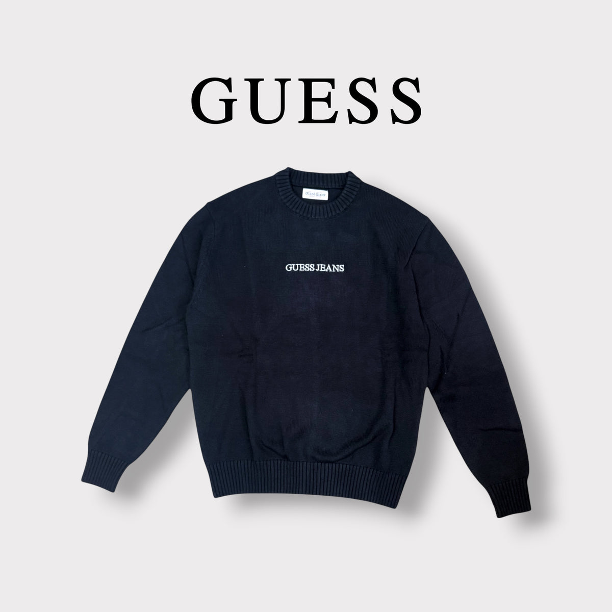GUESS - Maglioncino Uomo, con scritta ricamata, Col.Blu
