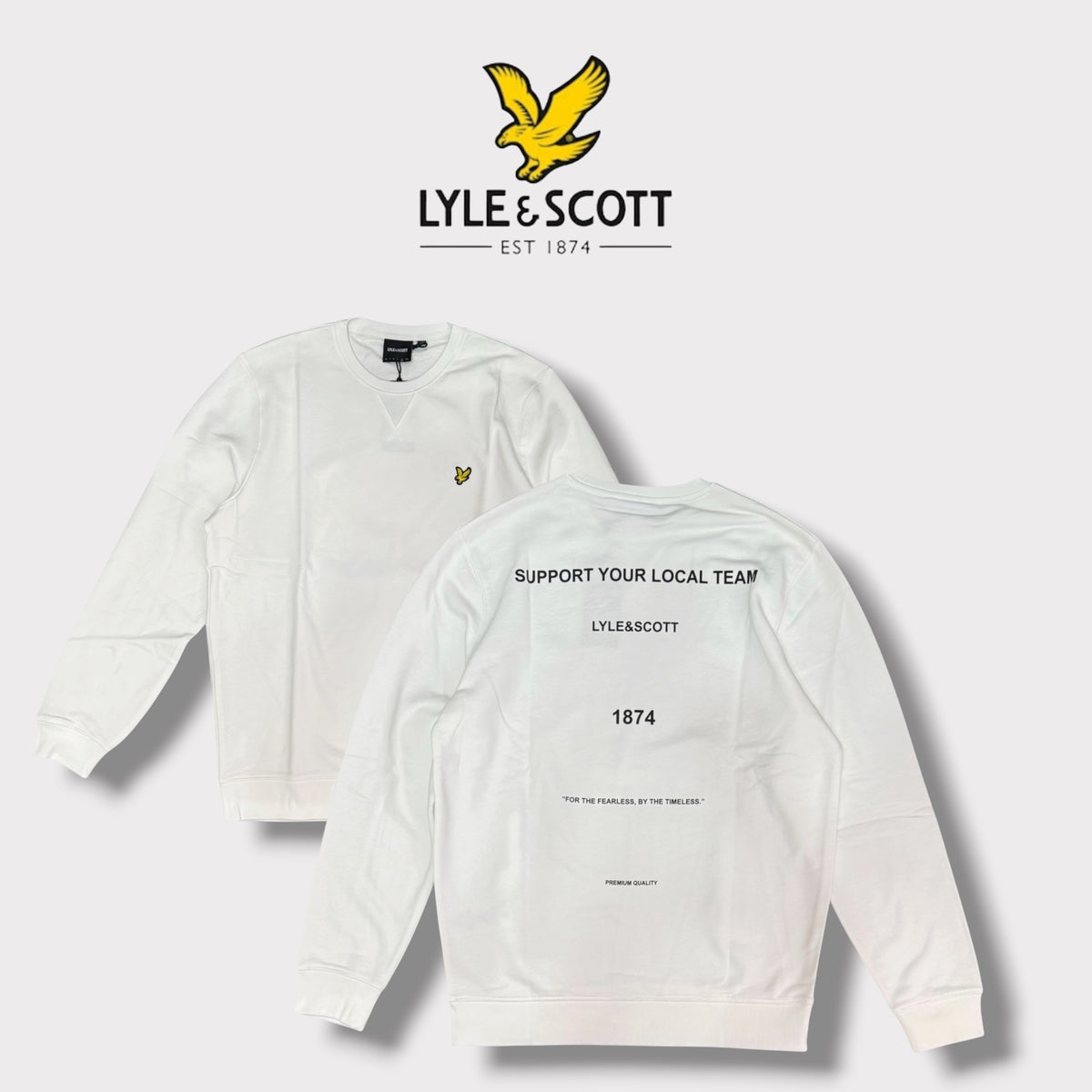 LYLE & SCOTT- Felpa Uomo girocollo, tex.cotone garzato, con stampa schienale, Col.Bianco