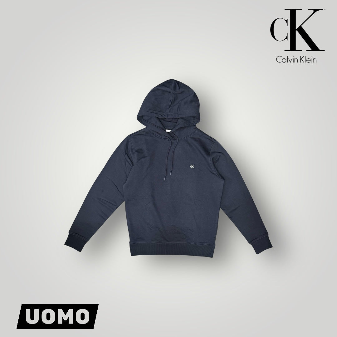 Felpa CALVIN KLEIN Uomo con cappuccio, tex. garzato, col.Blu scuro (targhetta lato cuore CK)