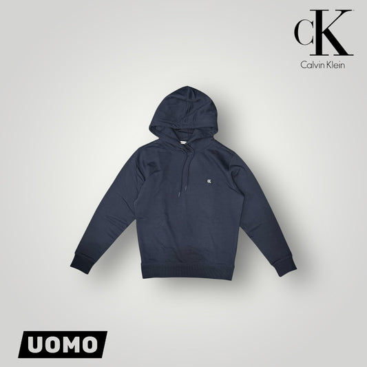 Felpa CALVIN KLEIN Uomo con cappuccio, tex. garzato, col.Blu scuro (targhetta lato cuore CK)