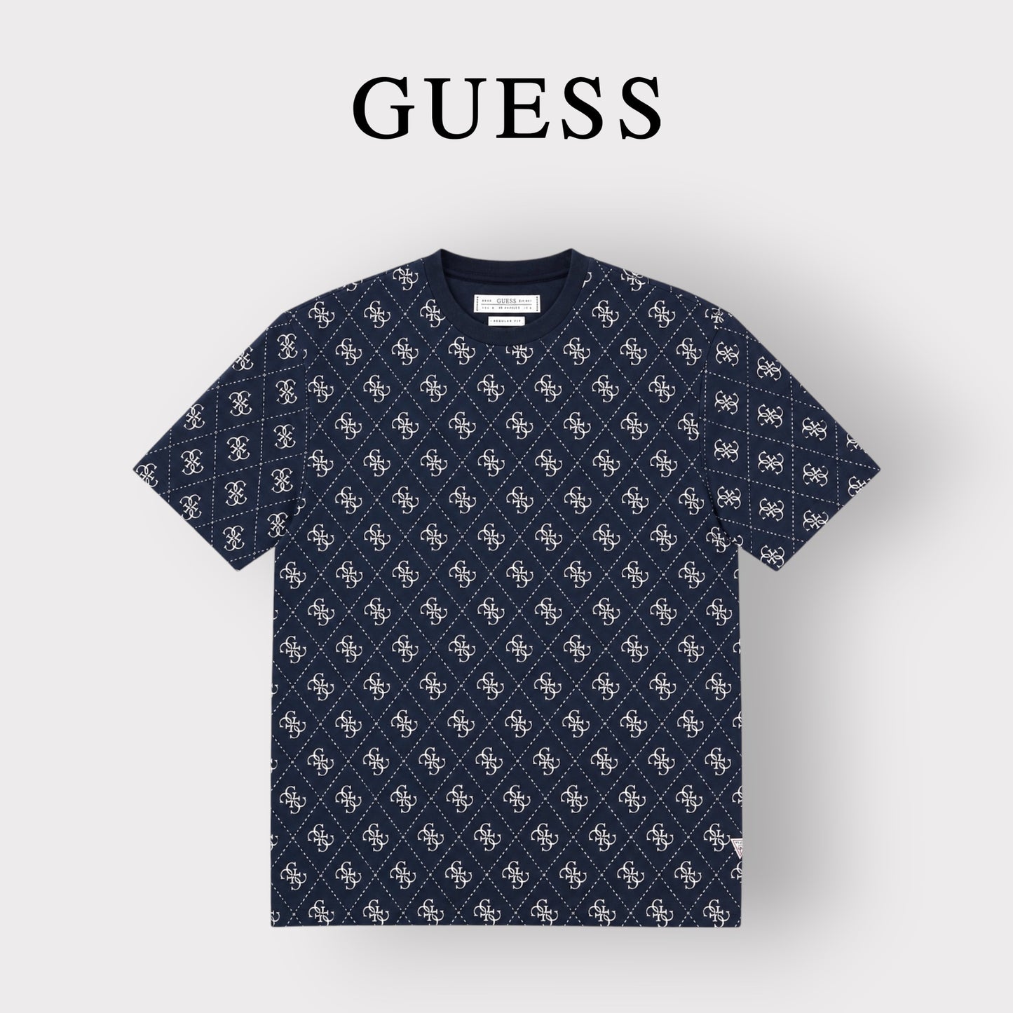 GUESS- T-shirt Uomo, in maglina, Regular Fit, col.Blu a fantasia