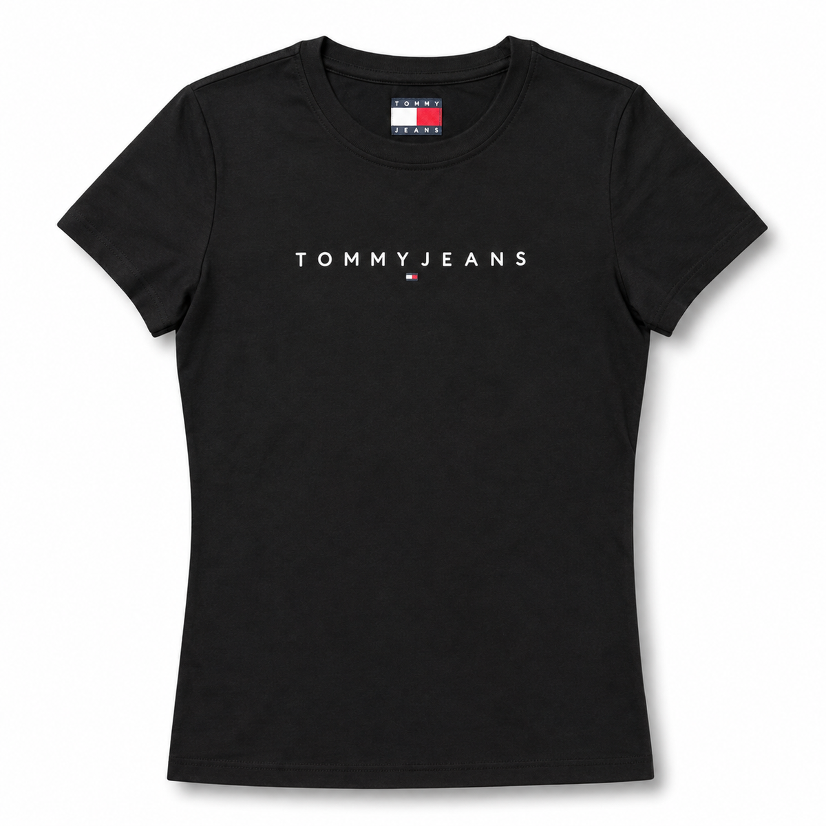 TOMMY JEANS- T-shirt Donna, con scritta in rilievo, Slim Fit, col.Nero