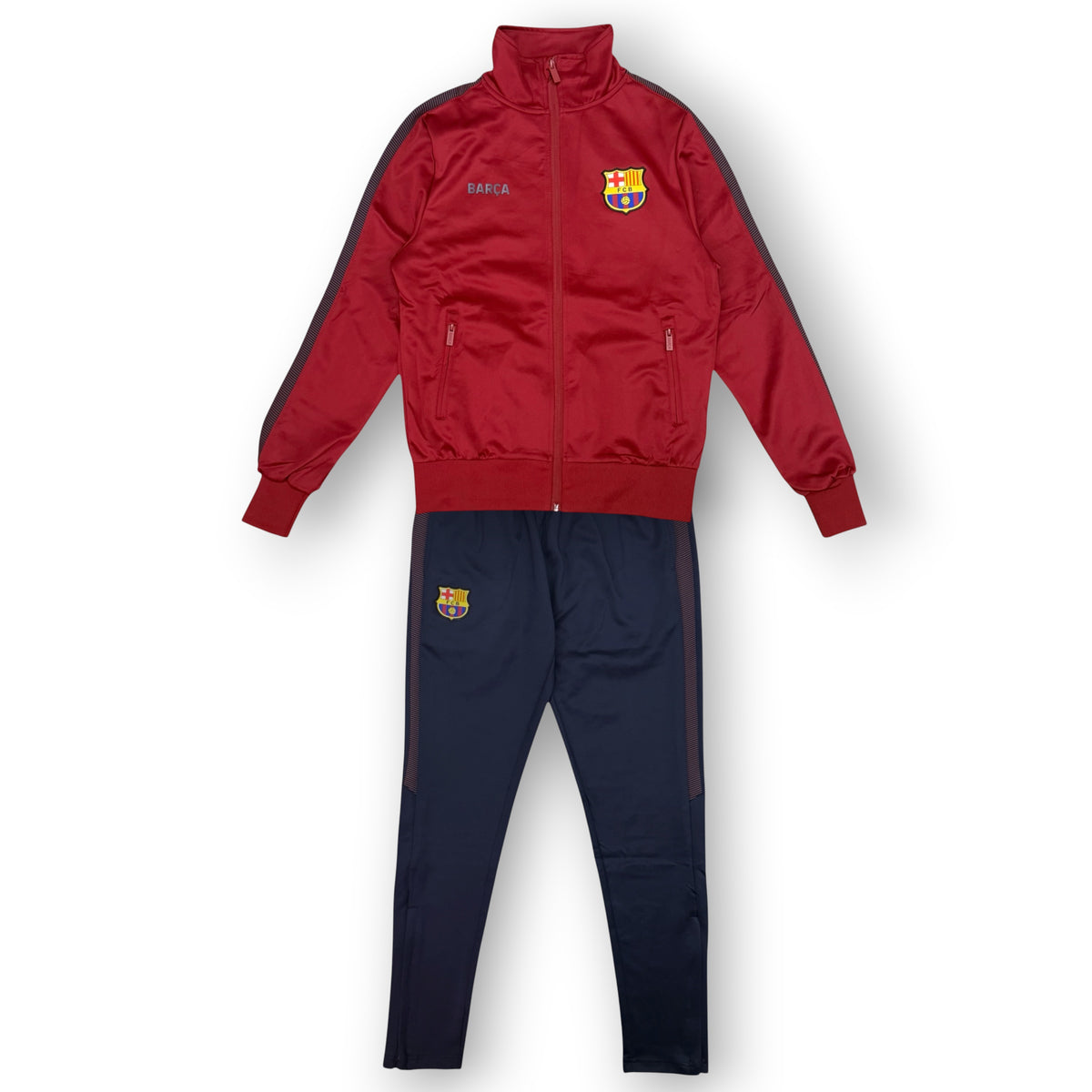 BARCELLONA- Tuta completa Uomo, senza cappuccio, con zip sulla caviglia, tex.Acetato, col.Rosso/Blu