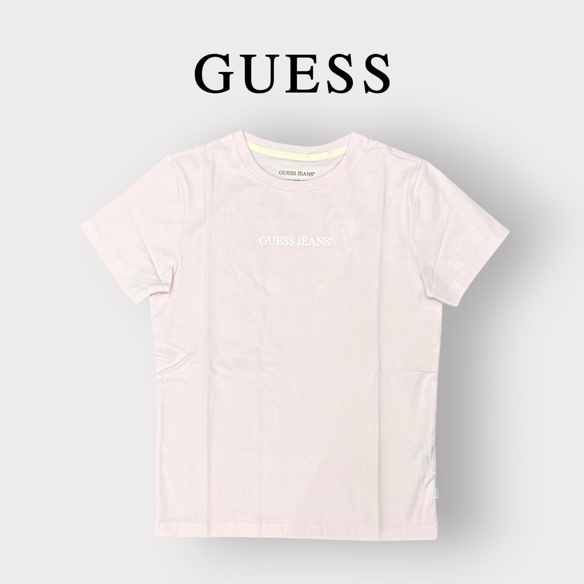 GUESS JEANS- T-shirt Donna, SlimFit, con scritta frontale, col.Rosa