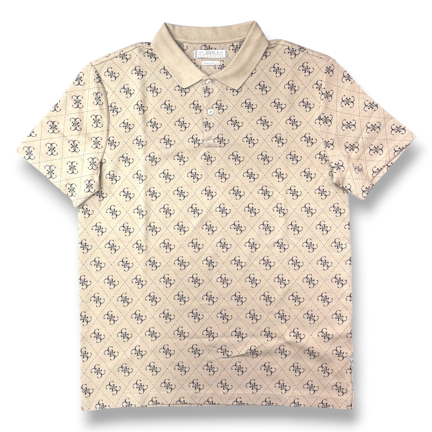 GUESS- Polo Uomo, in maglina, Regular Fit, col.Beige a fantasia