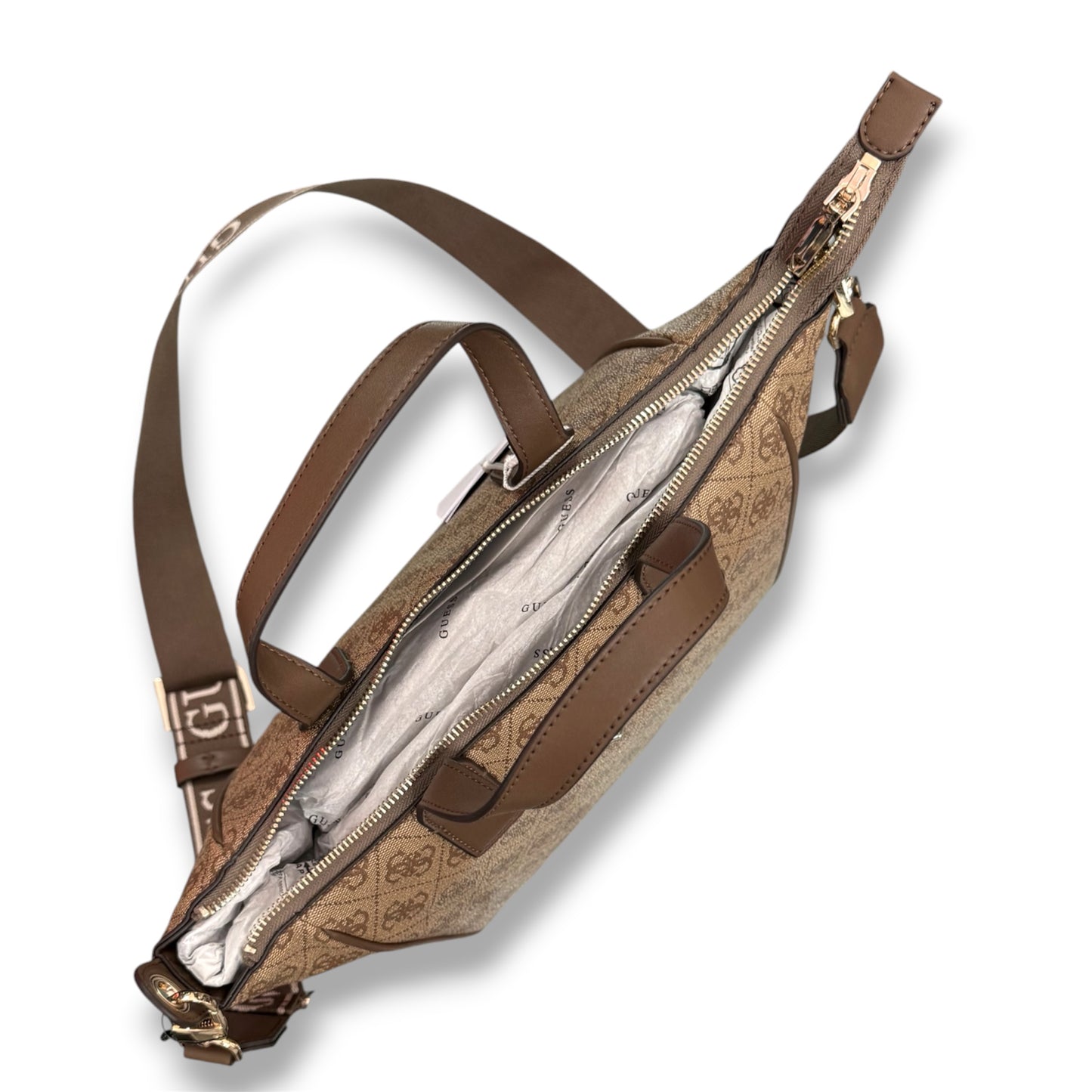 GUESS- Borsa Donna, Group: FOLLIE TRAVEL, Col.Latte Logo