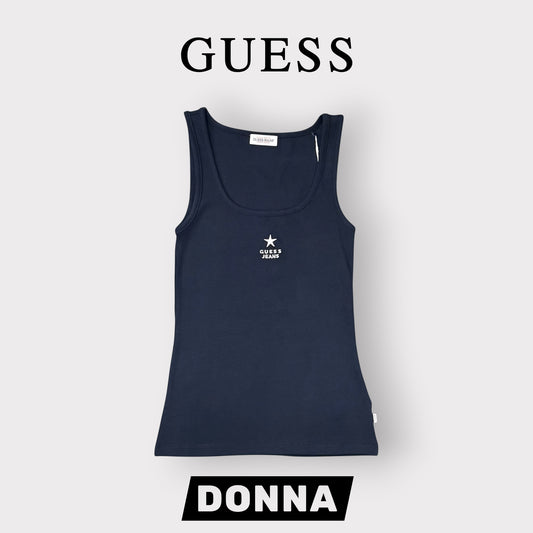 GUESS JEANS- Canotta a costine, Col.Blu