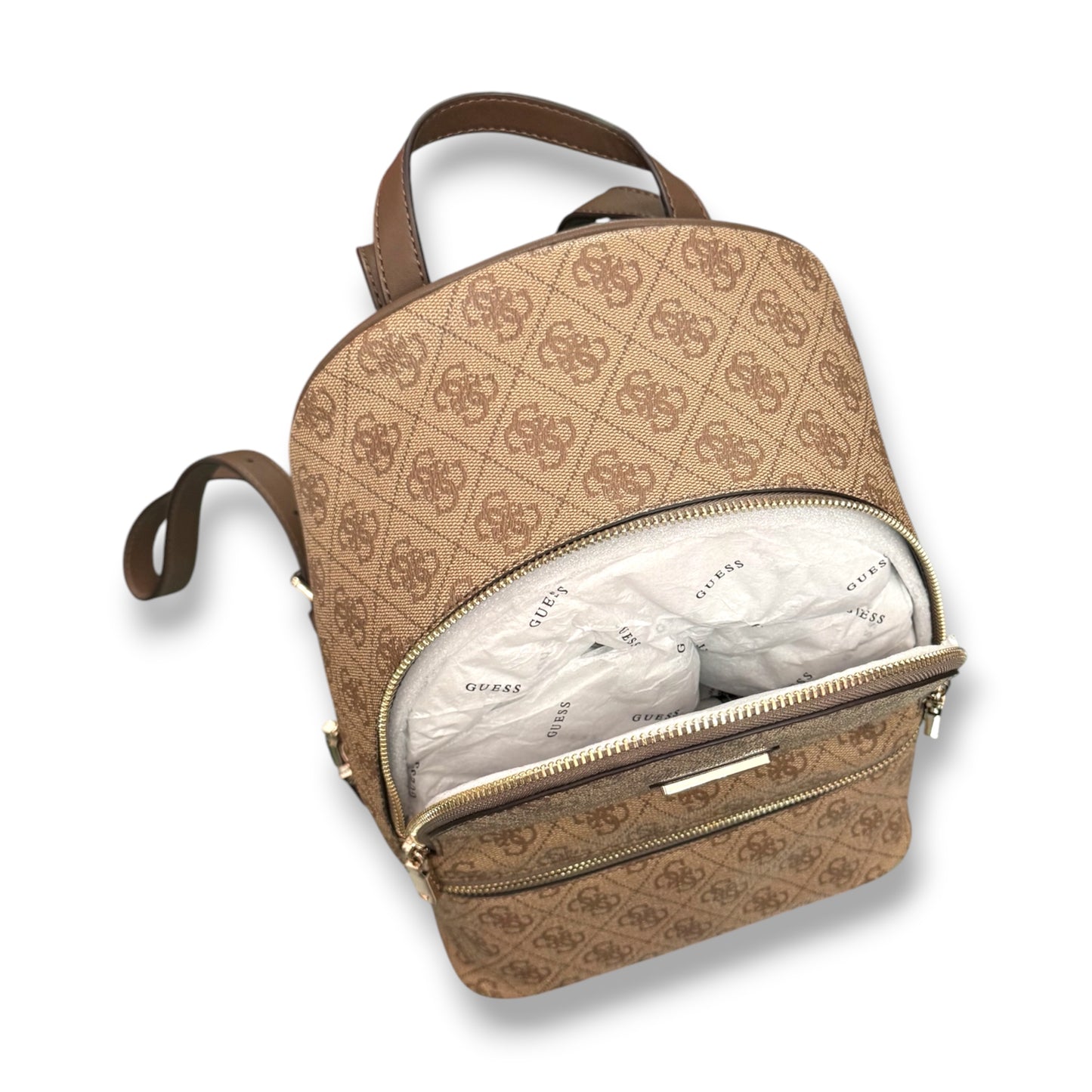 GUESS- Zaino Donna, Group:FOLLIE TRAVEL, (dimensione piccola), Col.Latte Logo